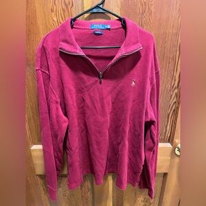 Ralph Lauren Men's Burgundy Zip-Up Sweater